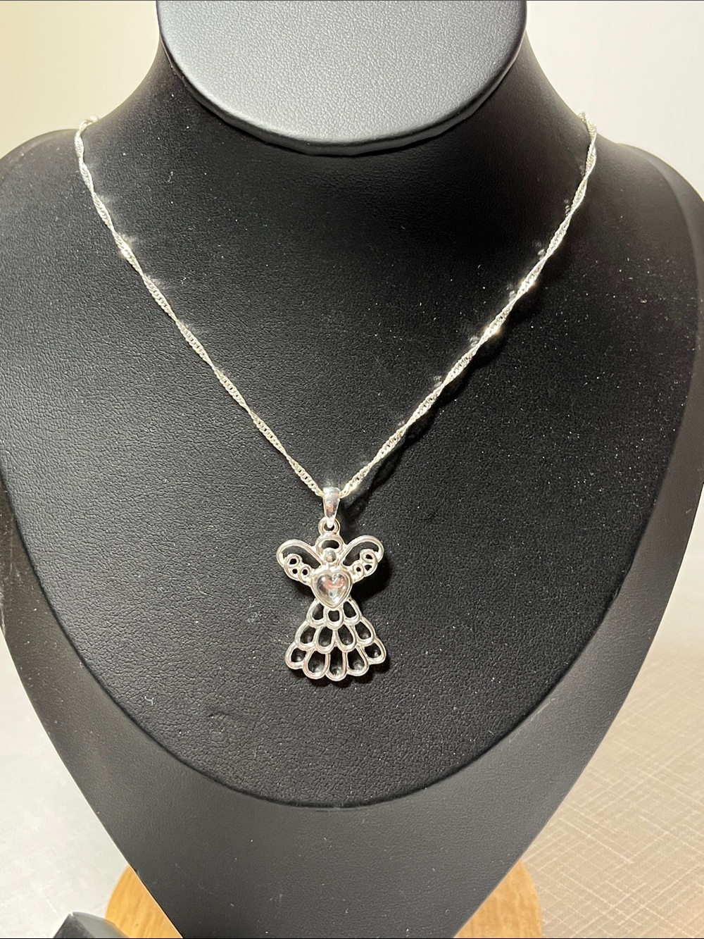 Avon Sterling Silver Angel Pendant Necklace - Silver